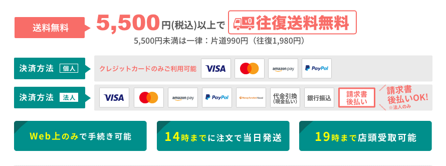パンダスタジオレンタルご利用方法 送料決済方法について 5,500円以上で往復送料無料